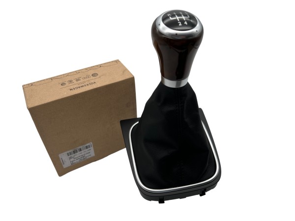 VW Golf 5 V 5 speed gear knob leather black walnut wood