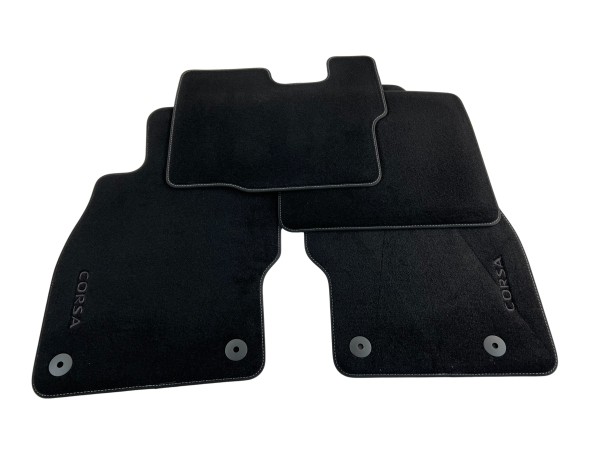 Opel Corsa F floor mats black velour with logo