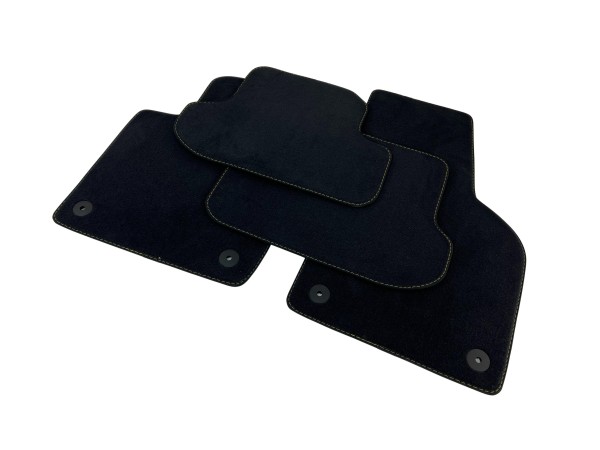 VW Beetle 5C velour floor mats black carpet fabric yellow stitching