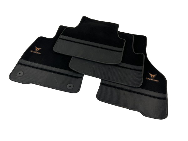 Cupra Seat Leon 4 Formentor Fußmatten Velours schwarz Teppich Stoff Carbon