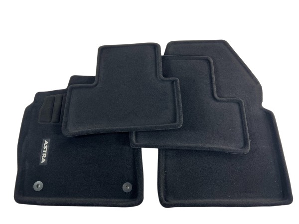 Opel Astra L floor mats black velour with lettering