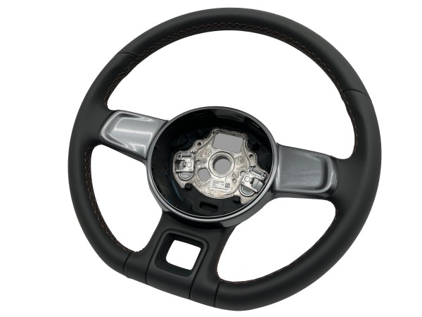 VW Beetle 5C steering wheel leather black leather steering wheel copper stitching platinum