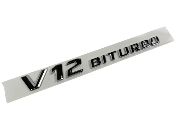 V12 Biturbo Emblema Logotipo Escritura Cromo W221