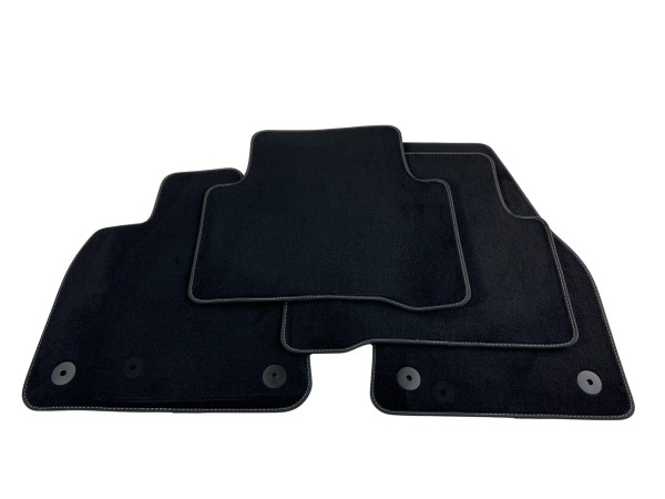 VW Caddy 5 Touran 2 5T Floor mats velour black silver stitching 5 seater