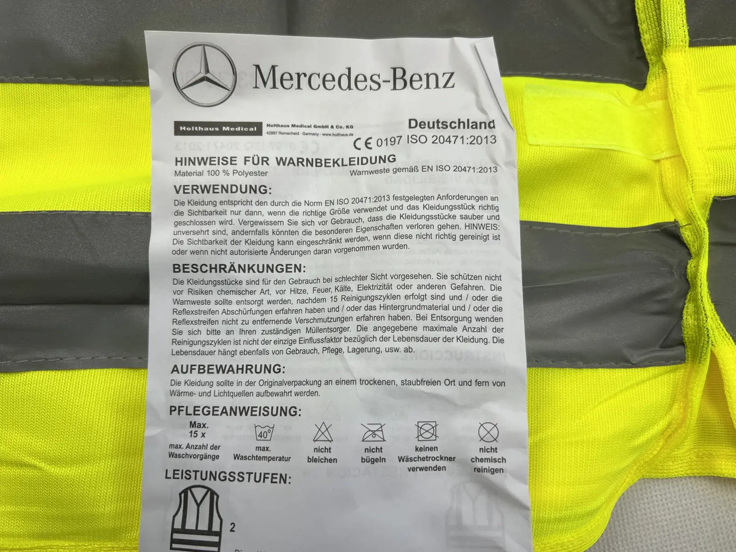 Original Mercedes-Benz + STADAC ECE Warnweste 4er-Set - Gelb