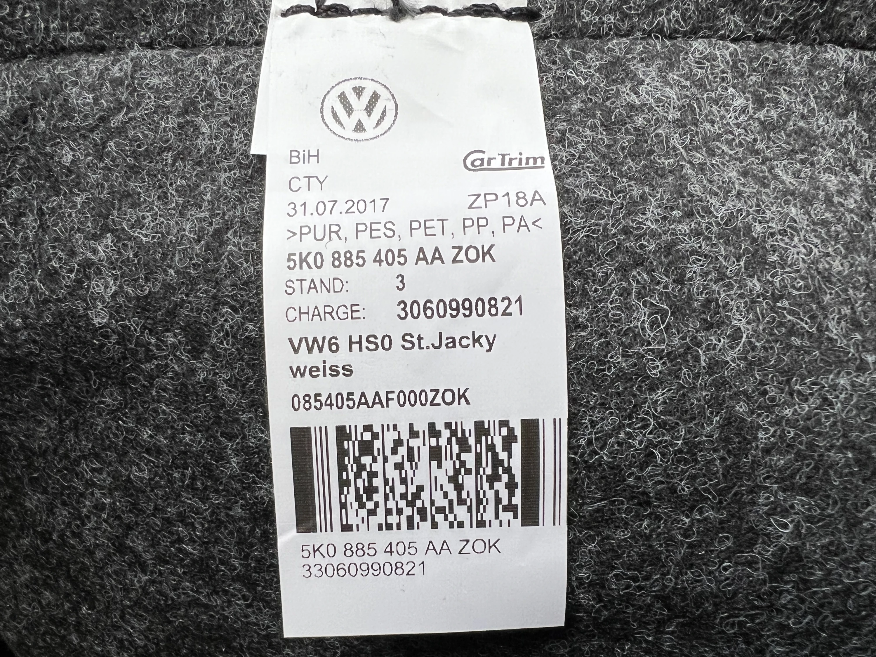 Original Volkswagen Golf 6 Sitzbezug vorne Stoff grau 1K9881405 K YDC,  109,95 €