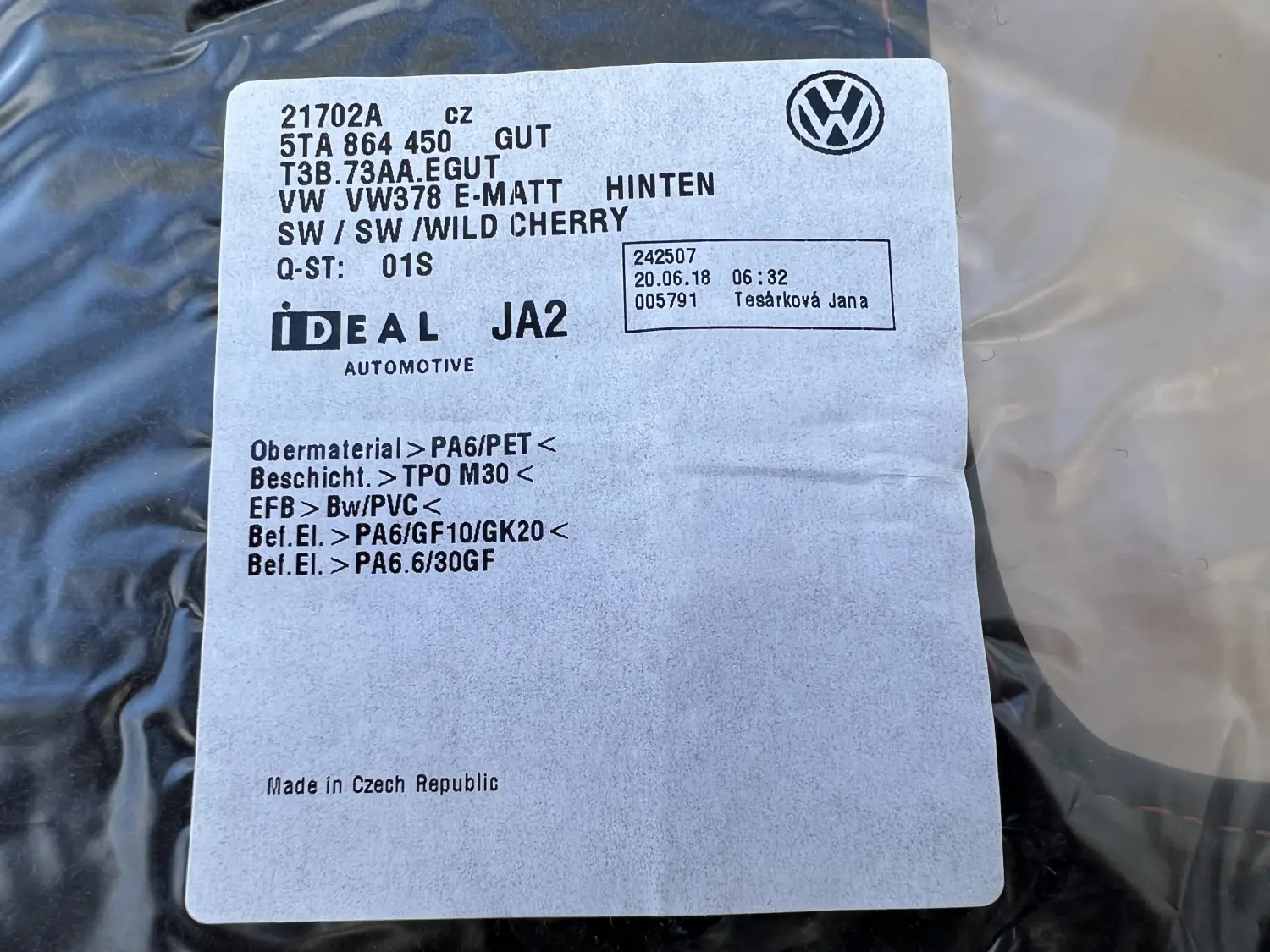 Fußmatten VW Touran 2 5T Original Neu!